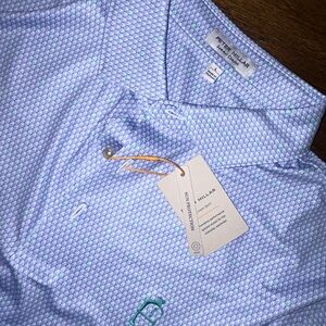 Peter Millar Light Blue Patterned Polo Shirt